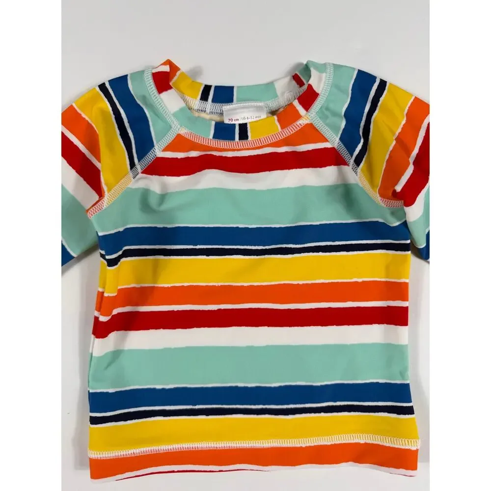 Hanna Andersson Rainbow Stripe Rash Guard Size 6–12 Months Swim